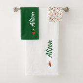 Wildbloemen groen wit rood naam bad handdoek (Insitu)