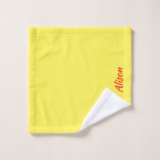 Wildbloemen groen wit rood naam bad handdoek (Wasdoekje)