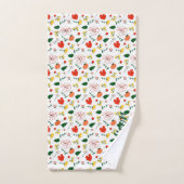 Wildbloemen groen wit rood naam badhanddoek set bad handdoek (Handdoek)