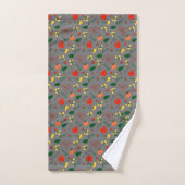 Wildbloemen groen wit rood naam badhanddoek set bad handdoek (Handdoek)
