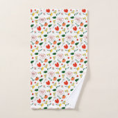 Wildbloemen groen wit rood zwart bad handdoek (Handdoek)