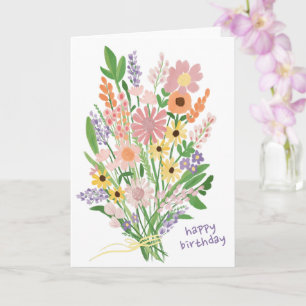 Wildbloemen Handgeschilderd Gouache Gelukkige Verj Kaart