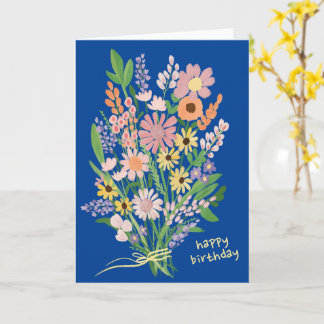 Wildbloemen Handgeschilderd Gouache Gelukkige Verj Kaart
