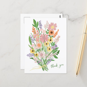 Wildbloemen Handgeschilderd Kleurrijke Gouache Dan Briefkaart