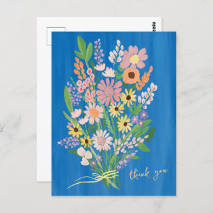 Wildbloemen Handgeschilderd Kleurrijke Gouache Dan Briefkaart
