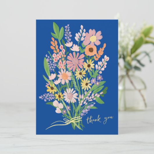 Wildbloemen Handgeschilderd op maat Bedankkaart (Staand voorkant)
