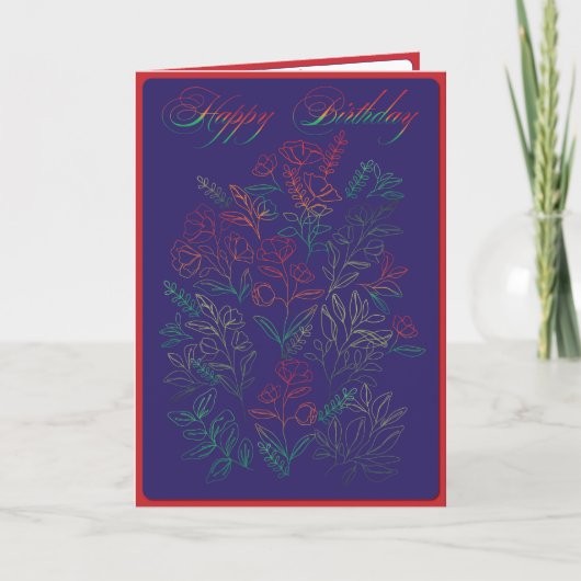 Wildbloemen Happy Birthday Kaart (Voorkant)