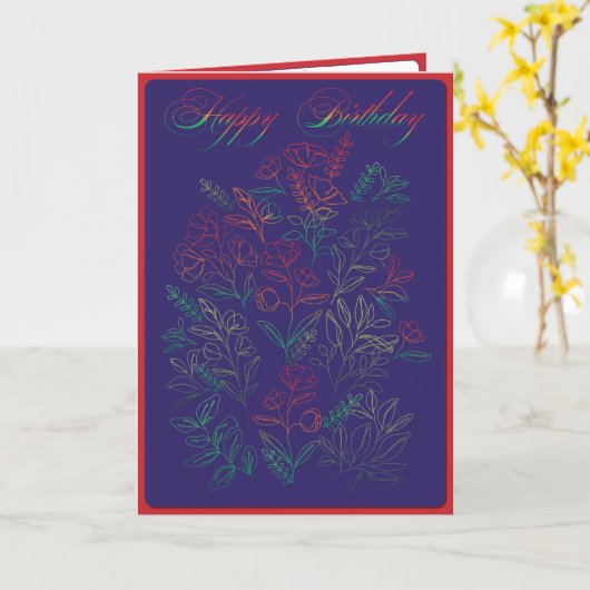 Wildbloemen Happy Birthday Kaart (Gele Bloem)