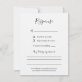 Wildbloemen Hart in zwart voor bruiloft RSVP Kaartje (Achterkant)