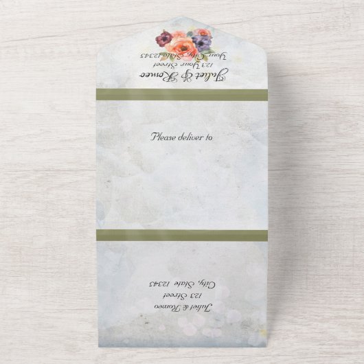 Wildbloemen, hart & salie lint all in one uitnodiging (Buitenkant)