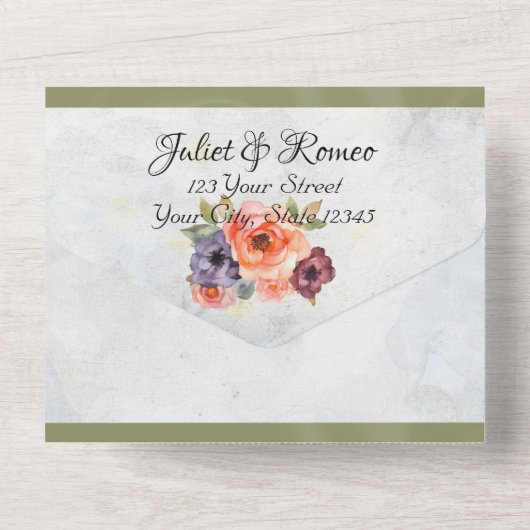 Wildbloemen, hart & salie lint all in one uitnodiging (Achterkant)