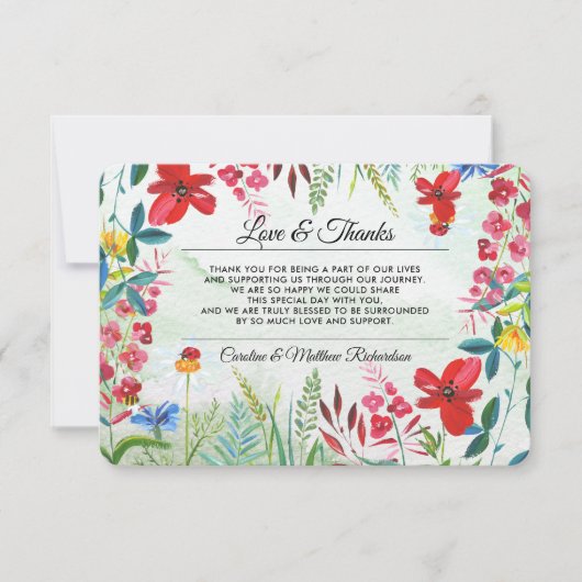 Wildbloemen Hartelijk dank voor uw trouwfotokaart Kaart (Voorkant)