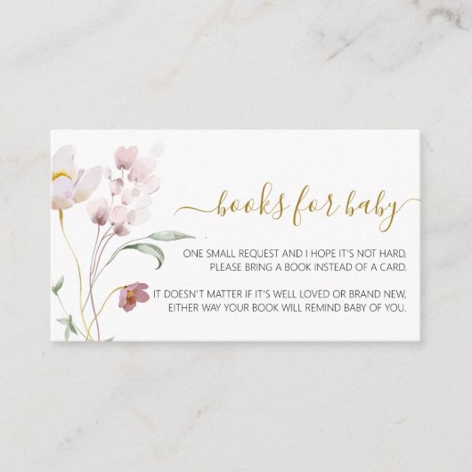 Wildbloemen Heren Baby shower Boek voor Baby Informatiekaartje (Voorkant)