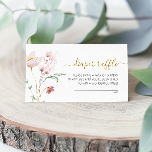 Wildbloemen Heren Baby shower Diaper Raffle Informatiekaartje