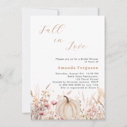 Wildbloemen herfst liefde pompoen perzik Vrijgezel Kaart (Voorkant)