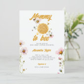 Wildbloemen Honing Kam Mama Bee Baby Meisje Douche Kaart (Staand voorkant)