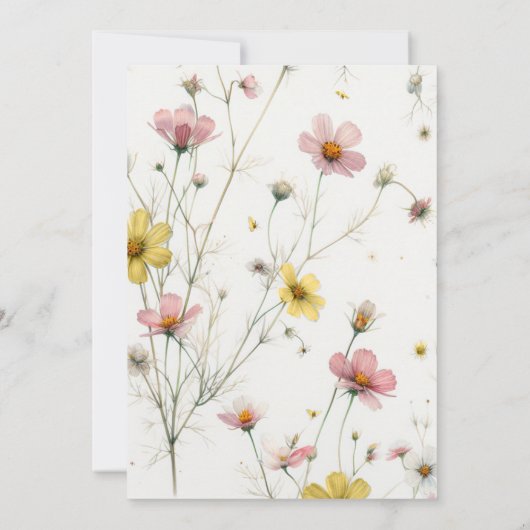 Wildbloemen Honing Kam Mama Bee Baby Meisje Douche Kaart (Achterkant)