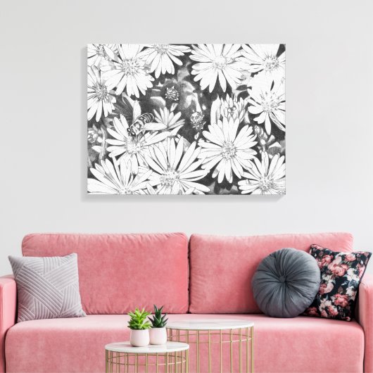 Wildbloemen Honingbijen Art Print Canvas Klein (Insitu (Woonkamer))