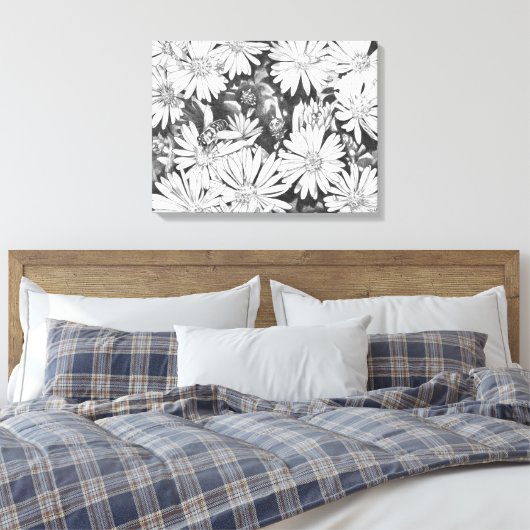 Wildbloemen Honingbijen Art Print Canvas Klein (Insitu (Slaapkamer))
