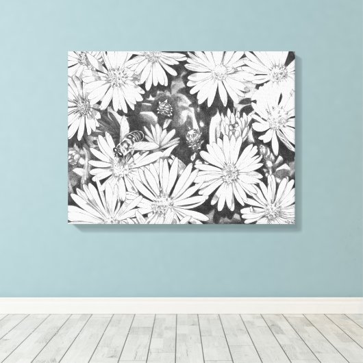 Wildbloemen Honingbijen Art Print Canvas Klein (Insitu (Houten vloer))