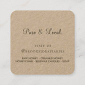 Wildbloemen Honingraat & Bee Apiary Kraft Vierkante Visitekaartje (Achterkant)