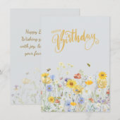 Wildbloemen in bloei Happy Birthday Kaart (Voorkant / Achterkant)