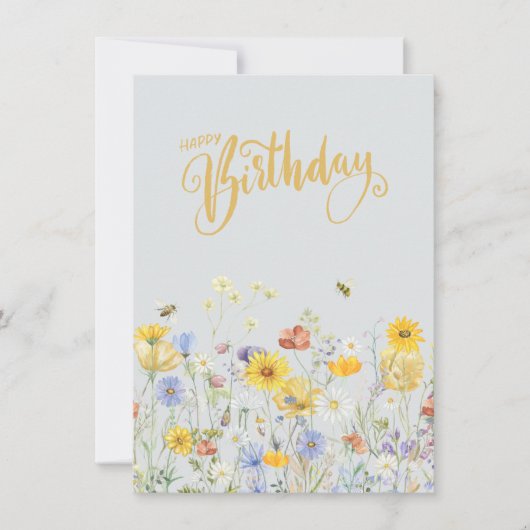 Wildbloemen in bloei Happy Birthday Kaart (Voorkant)