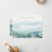 Wildbloemen in Blush Pink Waterverf gepersonalisee Notitiekaartje (Voorkant / Achterkant in situ)