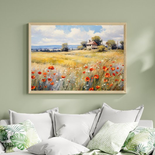 Wildbloemen in Country Field Rustieke boerderij Poster