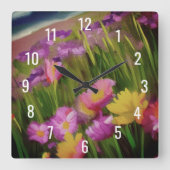 Wildbloemen in Dusk Vierkante Klok (Voorkant)