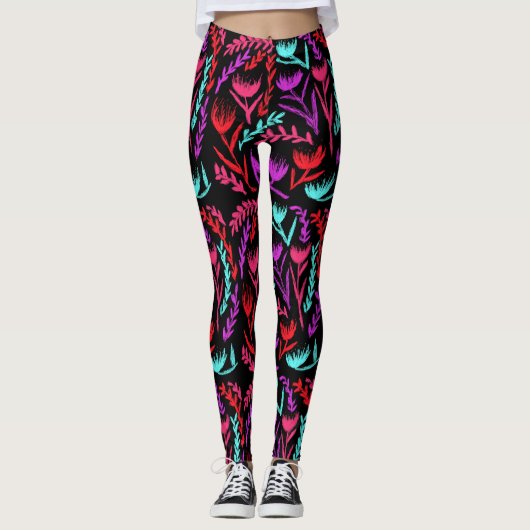 Wildbloemen in kleuren die POP! Leggings (Voorkant)