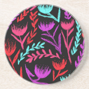 Wildbloemen in kleuren die POP! Zandsteen Onderzetter