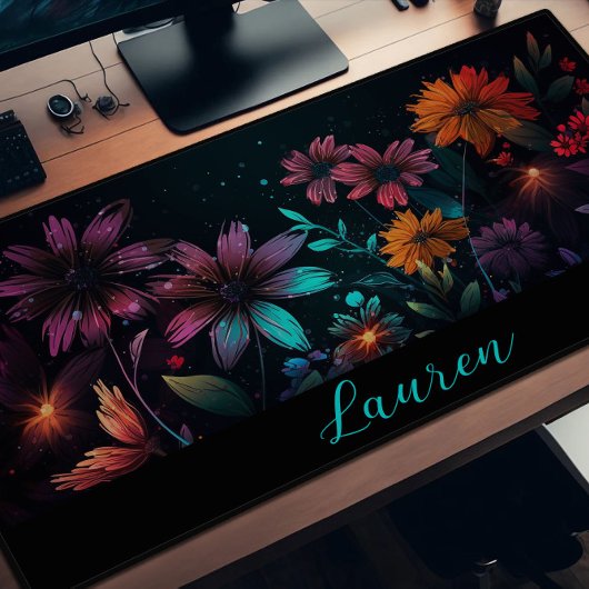 Wildbloemen in levendige fractale kleuren bureaumat