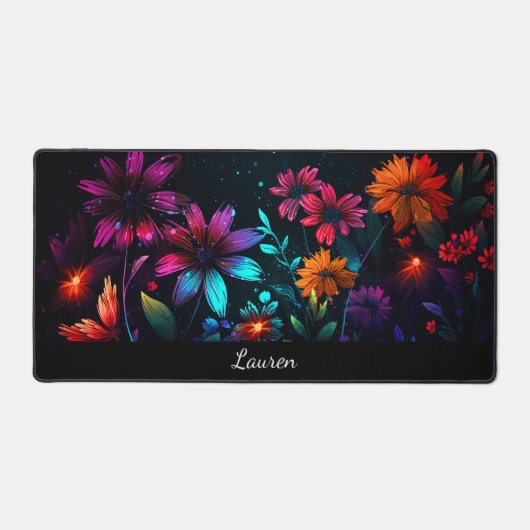 Wildbloemen in levendige fractale kleuren bureaumat (Voorkant)