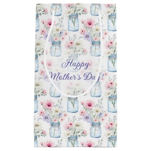 Wildbloemen in Mason Jars Happy Moederdag Klein Cadeauzakje (Voorkant)