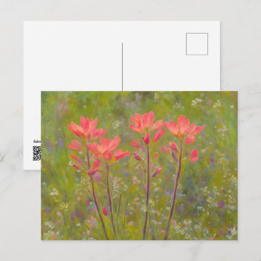 Wildbloemen Indiase verfkwast Floral Briefkaart (Voorkant / Achterkant)