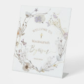 wildbloemen katholieke Baptisme welkomstteken Reclamebord Met Voetstuk (Voorkant)