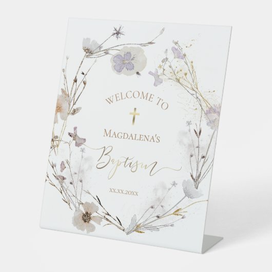 wildbloemen katholieke Baptisme welkomstteken Reclamebord Met Voetstuk (Voorkant)