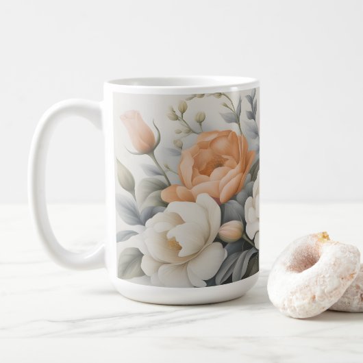 Wildbloemen - Klassieke pastelbloem Koffiemok (Met donut)