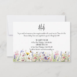 Wildbloemen kleurrijke bruiloft details kaart