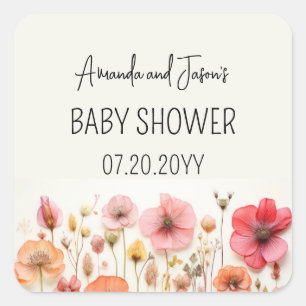 Wildbloemen Kleurrijke zomer Baby shower gunst Vierkante Sticker