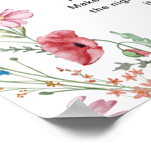 Wildbloemen late nacht luier teken poster (Hoek)