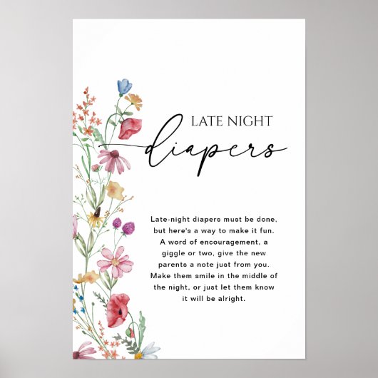 Wildbloemen late nacht luier teken poster (Voorkant)