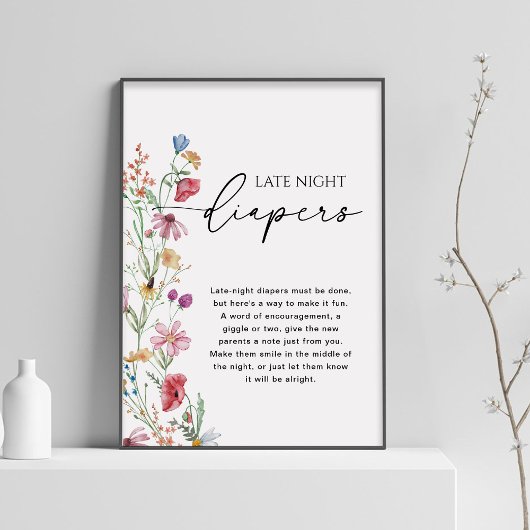 Wildbloemen late nacht luier teken poster