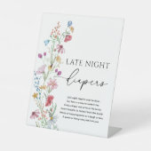 Wildbloemen late nacht luiers reclamebord met voetstuk (Voorkant)