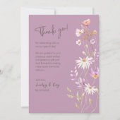 Wildbloemen Lavendar Dank u kaart voor bruiloft (Voorkant)