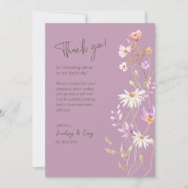 Wildbloemen Lavendar Dank u kaart voor bruiloft