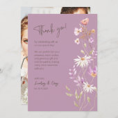 Wildbloemen Lavendar Dank u kaart voor bruiloft (Voorkant / Achterkant)