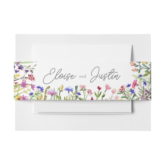 Wildbloemen lente bruiloft uitnodigingen wikkel (Voorkant Voorbeeld)
