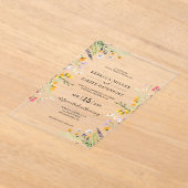 Wildbloemen lente moderne huwelijksuitnodiging acryl uitnodigingen (Laagn)